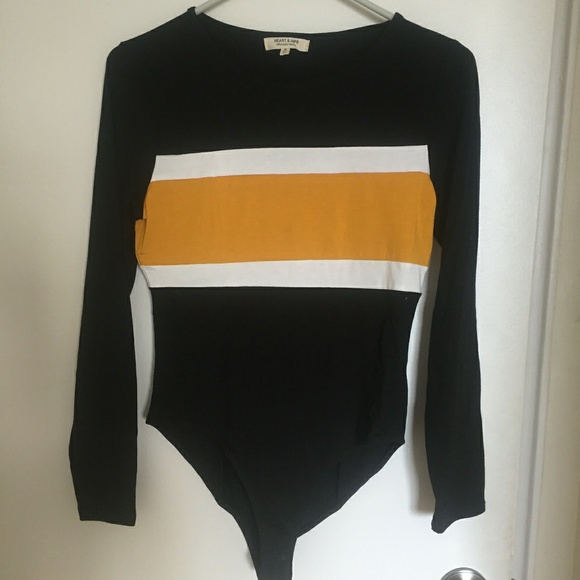 Heart & Hips Tops - Long Sleeve Color Block Bodysuit